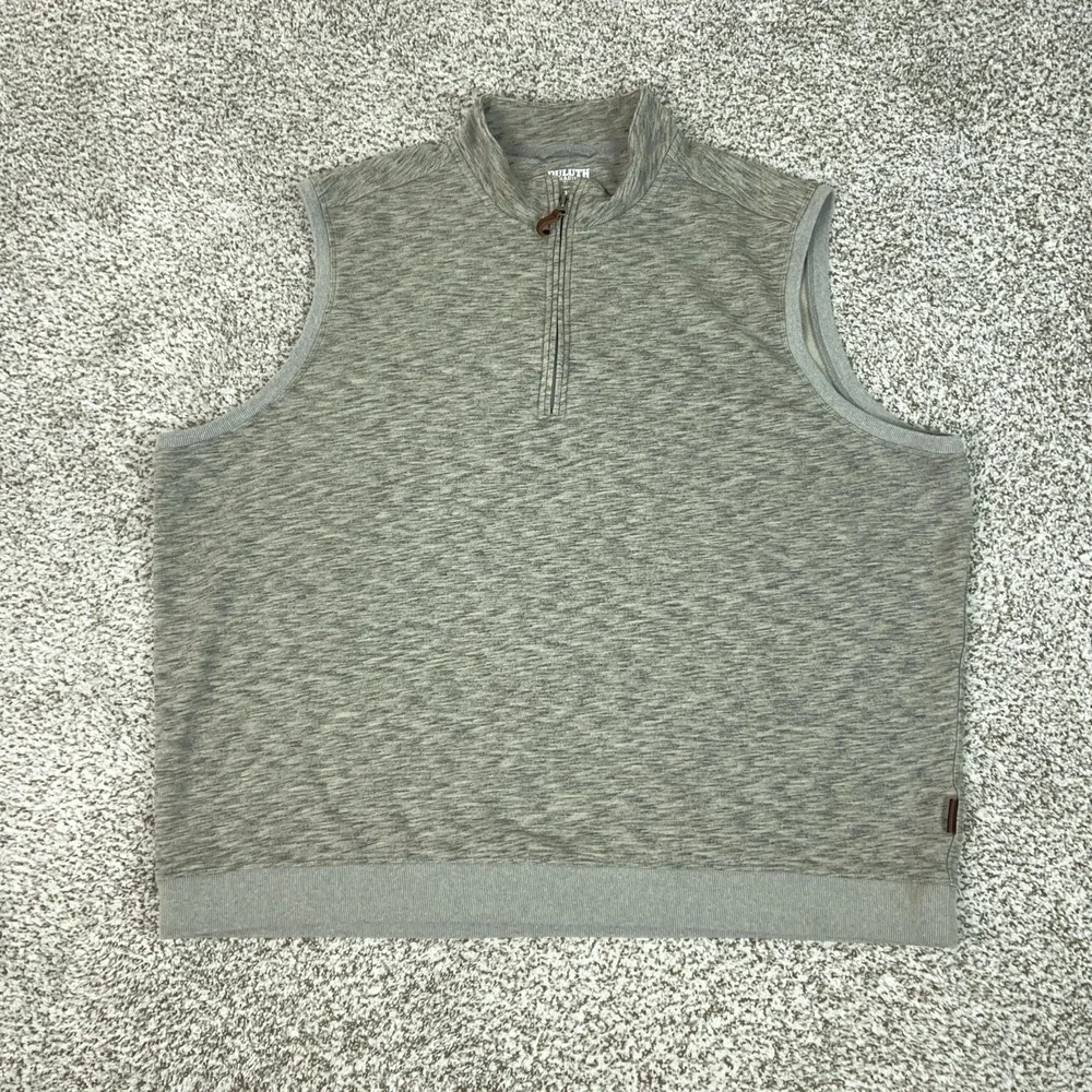 Duluth Trading Co Sweater Vest Mens 3XL Gray 1/4 Zip Mock Neck Knit Casual